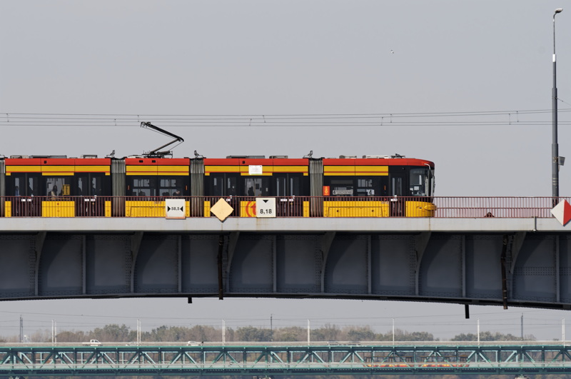 Tram running on a bridge 1